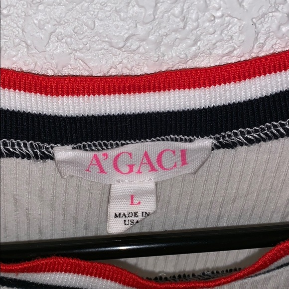 Red White And Navy Blue Crop Top - Picture 3 of 5